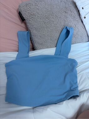 Dynamite Light Blue Square Neck Crop Tank Top - Women